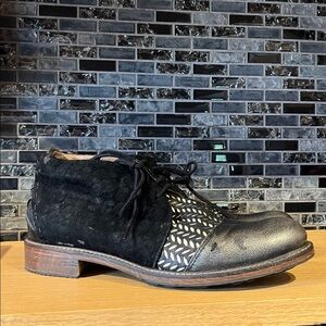 IXOS Women's Black Gunmetal Metallic Leather Weave Ankle Boots 6 EU 36